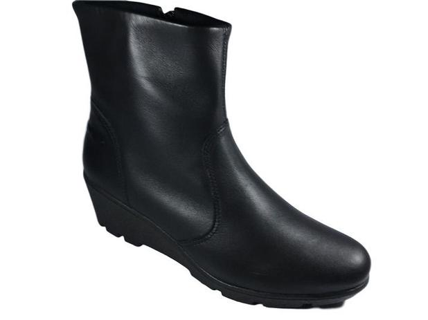 Bota Feminina Usaflex Preta Anabela Ab9308 Couro Menor preço em Bota Feminina Usaflex Preta Anabela Ab9308 Couro