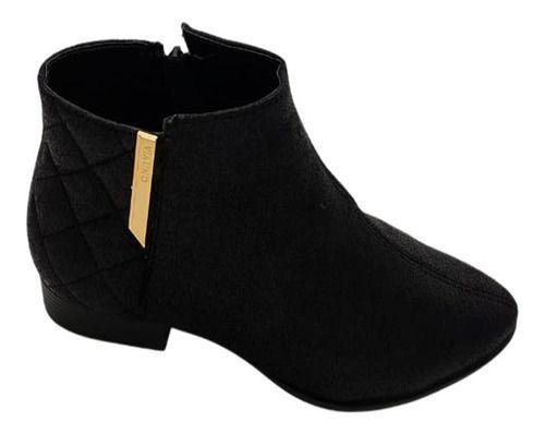 Bota Cano Curto Via Uno Preto Salto Grosso Enfeite Dourado | Rede Galinha  Morta