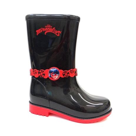 Bota galocha ladybug be miraculous 21752 -grendene - preto/vermelho Menor preço em Bota galocha ladybug be miraculous 21752 -grendene - preto/vermelho