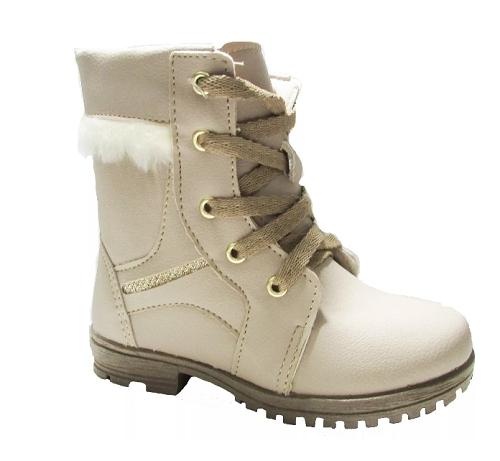 Bota Infantil Meninas Estilo Coturno Pelagem Marfim Ortobaby