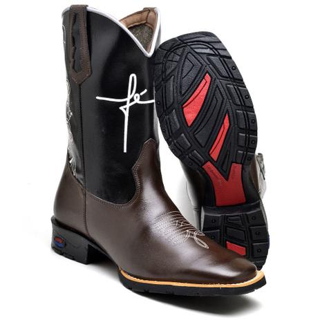 Bota Masculina Bordada Cano Alto Texana Cowboy Bico Quadrado Em Couro e  Sola Costurada - FAKBOOTS - Bota Masculina - Magazine Luiza