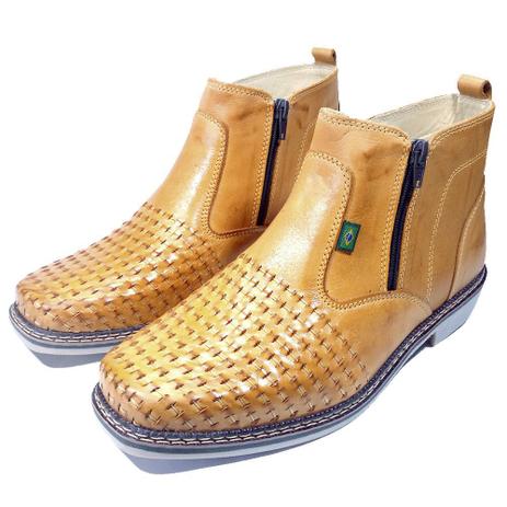 Bota Masculina Casual Trançada De Cano Curto Urbana Tradicional Com Zíper  Lateral - A.D.França Calçados - Bota Masculina - Magazine Luiza