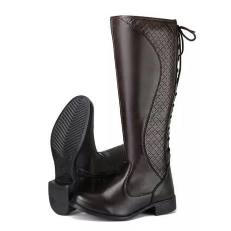 Bota Montaria Feminina Cano Alto Longo Salto Baixo Grosso Rasteiro Casual  Confortável - Mr try shoes - Moda Feminina - Magazine Luiza