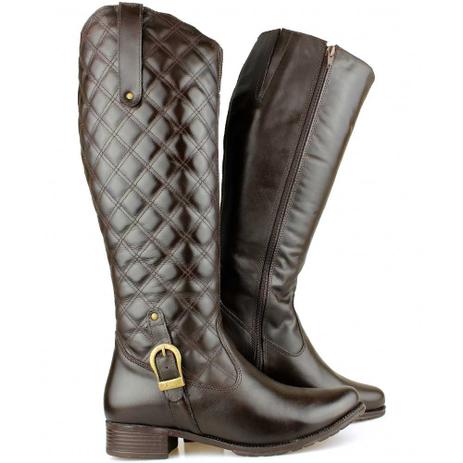Bota Montaria Feminina Marrom Metalasse Cano Longo Com Fecho Eclair - Sapatofranca - Bota Feminina - Magazine Luiza