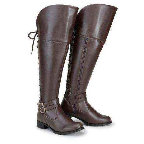 bota cano longo marrom feminina