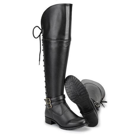 Bota Montaria Feminina Over Hype em Sintetico Cano Alto Amarrar Zíper Country - 4008 Preto Menor preço em Bota Montaria Feminina Over Hype em Sintetico Cano Alto Amarrar Zíper Country - 4008 Preto