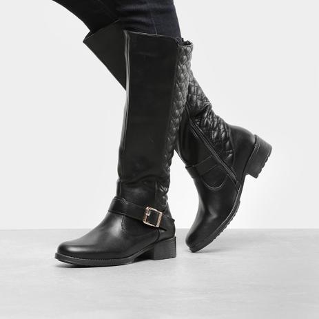 Bota Montaria Mooncity Matelassê Feminina - 75933 - Cor:Preto - Tamanho:37 - Bota Feminina - Magazine Luiza