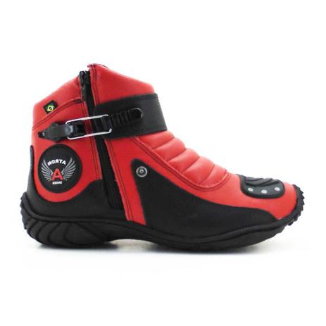 Bota Motociclista Atron Shoes 271 Cano Baixo - Vermelho Preto Menor preço em Bota Motociclista Atron Shoes 271 Cano Baixo - Vermelho Preto
