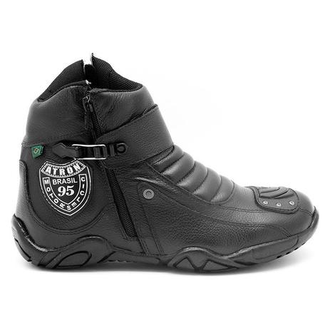 Bota Motociclista Cano Curto Preta Logo Atron 271 - Atron shoes Menor preço em Bota Motociclista Cano Curto Preta Logo Atron 271 - Atron shoes
