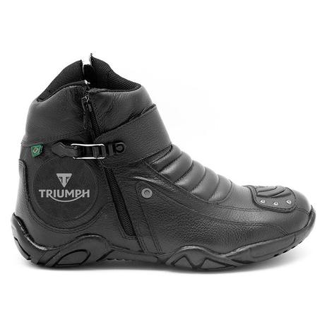 Menor preço em Bota Motociclista Cano Curto Preta Logo Triumph 271 - Atron shoes