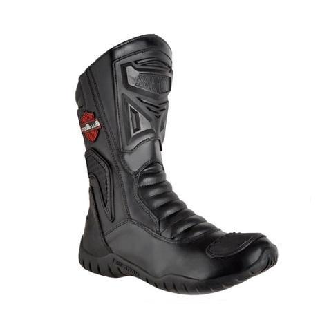 bota de couro masculina motociclista