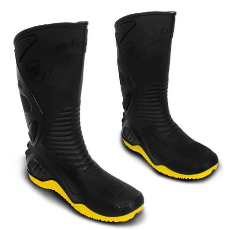 Bota Motociclista Motosafe Para Motoboy em PVC Impermeável Preta e Amarela Menor preço em Bota Motociclista Motosafe Para Motoboy em PVC Impermeável Preta e Amarela