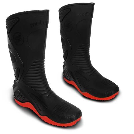 Bota Motociclista Motosafe Para Motoboy em PVC Impermeável Preta e Vermelha é boa?
