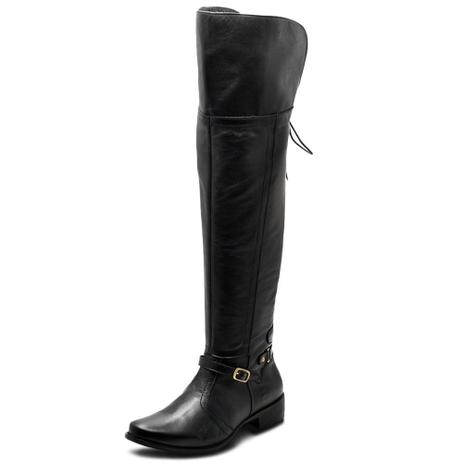 bota over preta de couro