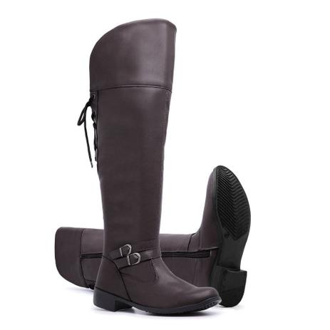 botas over the knee marrom