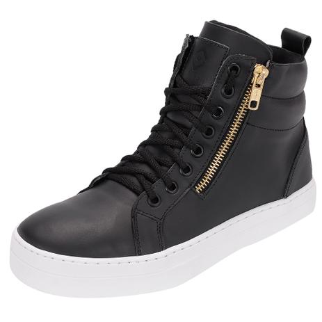 Bota Sneaker Feminina Couro Treino Cano Médio Selten Preto Menor preço em Bota Sneaker Feminina Couro Treino Cano Médio Selten Preto