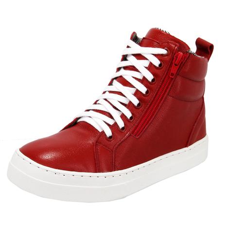 Bota Sneaker Feminina Couro Treino Cano Médio Selten Vermelho Menor preço em Bota Sneaker Feminina Couro Treino Cano Médio Selten Vermelho