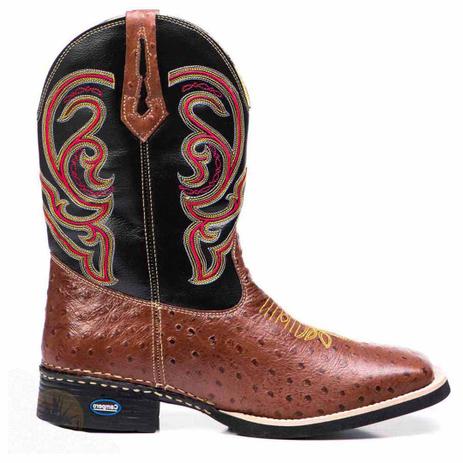 bota texana couro de avestruz