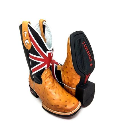 bota de avestruz bico quadrado