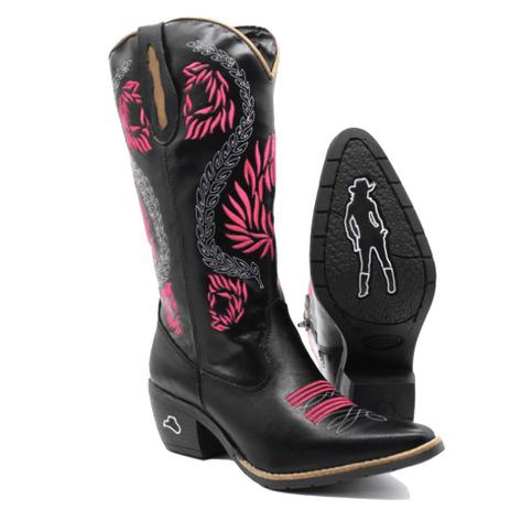 bota texana feminina bico fino preta