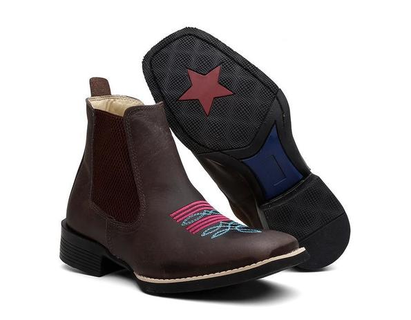 Bota Texana Feminina Cano Curto Fóssil Café Rosa e Azul - TURUNA PREMIUM - Bota  Feminina - Magazine Luiza