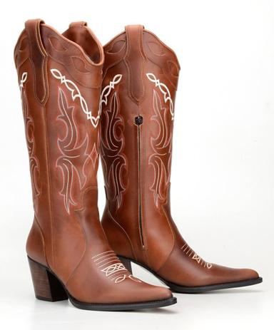 bota texana de couro feminina