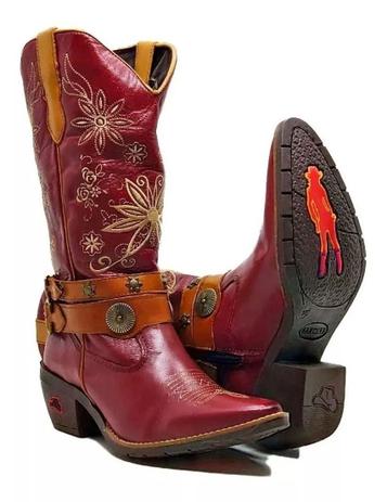 bota de couro forrada feminina