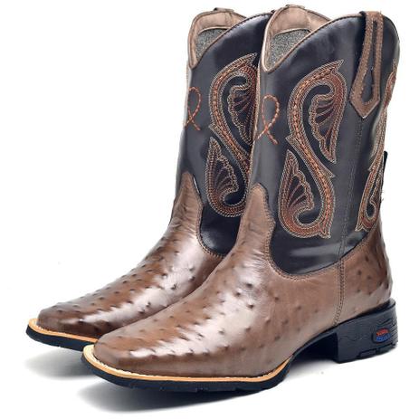 bota country masculina couro de avestruz