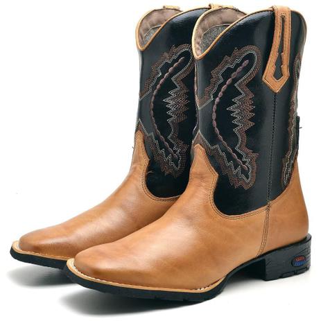 Bota Texana Masculina Couro Bordada Cano Alto Country Leve - Fak Boots - Bota  Masculina - Magazine Luiza