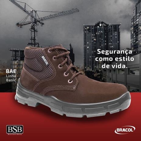 Botina de Segurança Amarrar Nobuck Bracol BAA - Marrom - CA 40872 - Sem  Bico - Tamanho do 34 ao