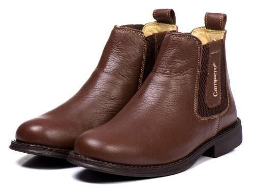 Botina Solado Gel Bota Masculina Couro Country Rodeio - Campero Menor preço em Botina Solado Gel Bota Masculina Couro Country Rodeio - Campero