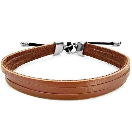 Bracelete De Couro Masculino Marrom - Gafeno acessórios Menor preço em Bracelete De Couro Masculino Marrom - Gafeno acessórios