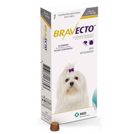 Bravecto Anti Pulgas E Carrapatos Para Cães De 2 A 4,5 Kg - Msd Menor preço em Bravecto Anti Pulgas E Carrapatos Para Cães De 2 A 4,5 Kg - Msd