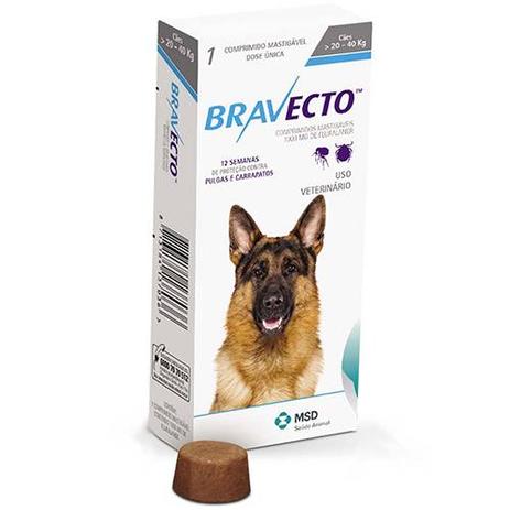 Bravecto Anti Pulgas E Carrapatos Para Cães De 20 A 40kg - Msd saúde animal Menor preço em Bravecto Anti Pulgas E Carrapatos Para Cães De 20 A 40kg - Msd saúde animal