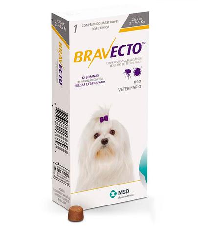 Bravecto Antipulgas e Carrapatos Cães 112,5mg MSD - 2 a 4,5kg - Msd saúde animal Menor preço em Bravecto Antipulgas e Carrapatos Cães 112,5mg MSD - 2 a 4,5kg - Msd saúde animal