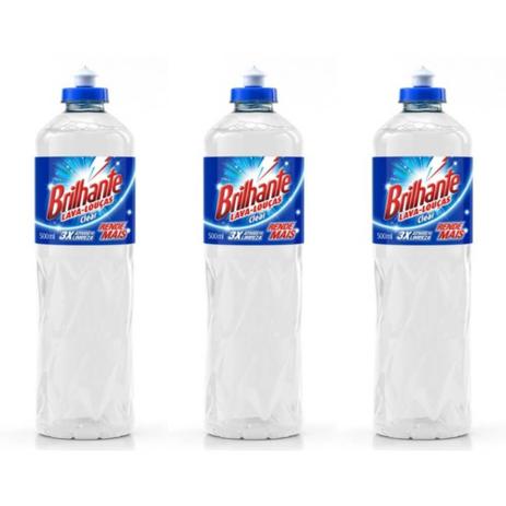 Brilhante Clear Lava Louças 500ml (Kit C/03) Menor preço em Brilhante Clear Lava Louças 500ml (Kit C/03)