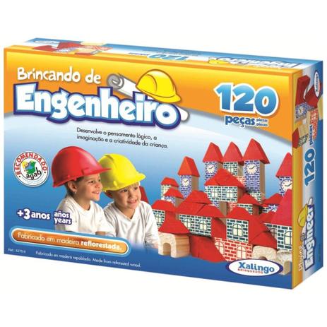 Brincando de Engenheiro Xalingo 120 Blocos de Madeira - 95474 Menor preço em Brincando de Engenheiro Xalingo 120 Blocos de Madeira - 95474