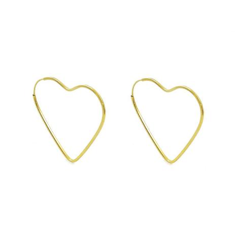 Brinco Argola Coração Em Ouro 18k Grande - Glamour Menor preço em Brinco Argola Coração Em Ouro 18k Grande - Glamour