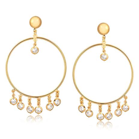 Brinco argola frontal com sete pêndulos de zircônias folheado em ouro 18k - 2180000001779 - Francisca joias contemporâneas Menor preço em Brinco argola frontal com sete pêndulos de zircônias folheado em ouro 18k - 2180000001779 - Francisca joias contemporâneas