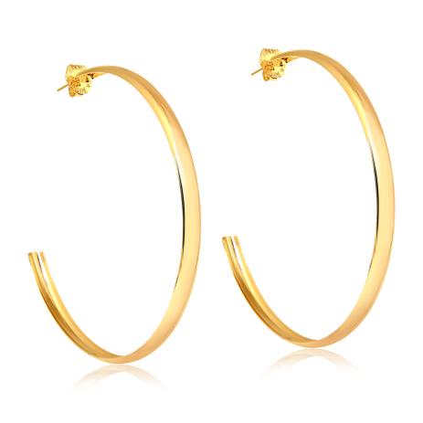 Brinco argola grande lisa folheada em ouro 18k - 2180000000125 - Francisca joias contemporâneas é boa?