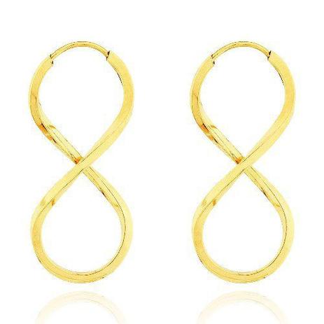 Brinco Argola Infinito Ouro 18k - Total pratas Menor preço em Brinco Argola Infinito Ouro 18k - Total pratas