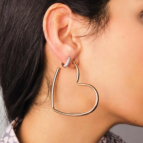 Brinco argola média e grossa de coração folheado em ouro 18k - 2180000000168 - Francisca joias contemporâneas Menor preço em Brinco argola média e grossa de coração folheado em ouro 18k - 2180000000168 - Francisca joias contemporâneas