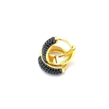 Brinco Argola Média Formato Gota Zircônias Negras Banho em Ouro 18K - Kelly guimarães Menor preço em Brinco Argola Média Formato Gota Zircônias Negras Banho em Ouro 18K - Kelly guimarães