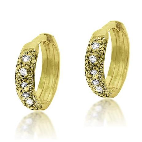Brinco Argolinha com 5 Micro Zircônias Folheado a Ouro 18K - Lunozê Menor preço em Brinco Argolinha com 5 Micro Zircônias Folheado a Ouro 18K - Lunozê