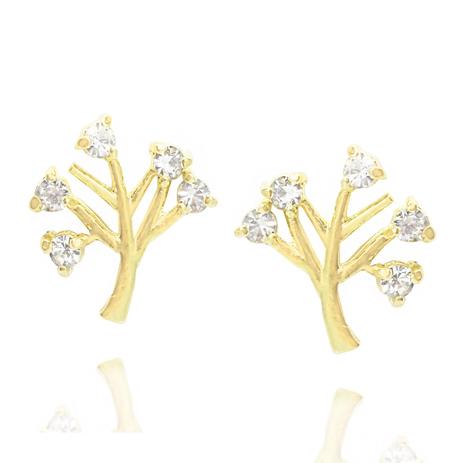Brinco Árvore Da Vida Strass Folheado Ouro 18k - Lunozê Menor preço em Brinco Árvore Da Vida Strass Folheado Ouro 18k - Lunozê