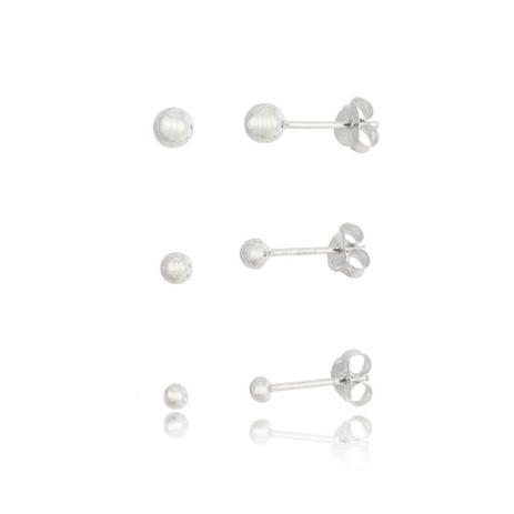 Brinco Bola Prata - Kit 3 - Céu de prata Menor preço em Brinco Bola Prata - Kit 3 - Céu de prata