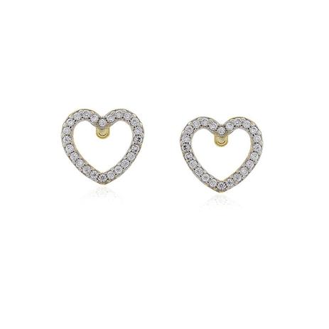 Brinco coração vazado cravejado com micro zircônias folheado no ouro 18k - Luxx semijoias Menor preço em Brinco coração vazado cravejado com micro zircônias folheado no ouro 18k - Luxx semijoias