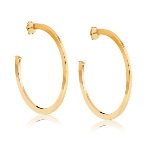 Brinco de argola achatada folheada em ouro 18k - 2180000000399 - Francisca joias contemporâneas Menor preço em Brinco de argola achatada folheada em ouro 18k - 2180000000399 - Francisca joias contemporâneas