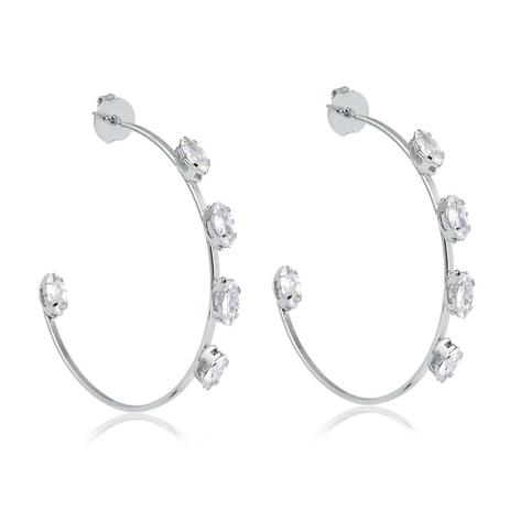 Brinco de argola com cinco zircônias folheado em ródio branco - 2180000001793 - Francisca joias contemporâneas é ruim? Brinco de argola com cinco zircônias folheado em ródio branco - 2180000001793 - Francisca joias contemporâneas é boa?