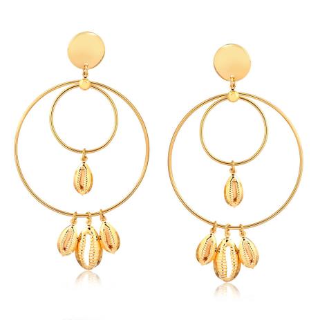 Brinco de argola frontal com dois círculos e quatro conchas folheado em ouro 18k - 2180000001781 - Francisca joias contemporâneas Menor preço em Brinco de argola frontal com dois círculos e quatro conchas folheado em ouro 18k - 2180000001781 - Francisca joias contemporâneas